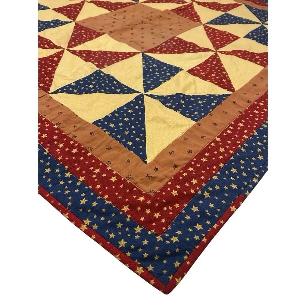 Handmade 48 x 48 Americana 250th USA Anniversary Nine Patch Lap Quilt